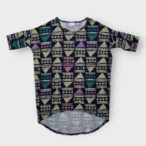 LuLaRoe Geometric Pattern Shirt - Black, Purple, Gold